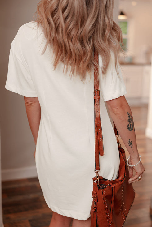 Everyday Essential Solid Drop Shoulder Cotton T Shirt Mini Dress